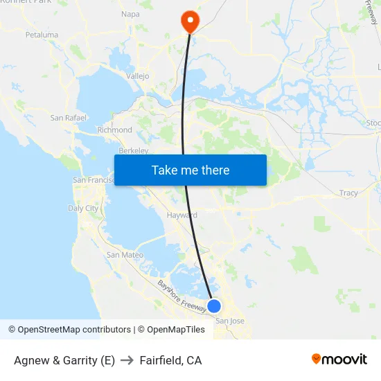 Agnew & Garrity (E) to Fairfield, CA map