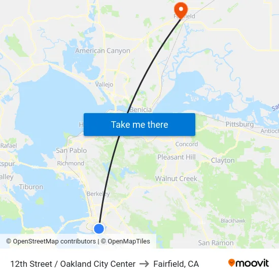 12th Street / Oakland City Center to Fairfield, CA map