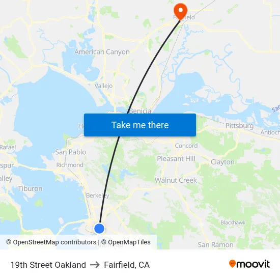 19th Street Oakland to Fairfield, CA map