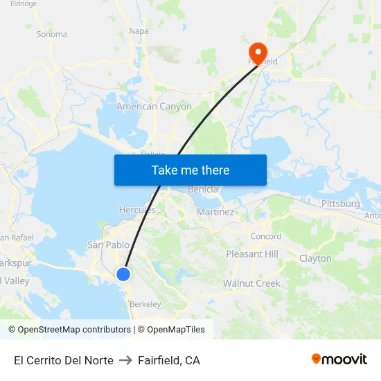 El Cerrito Del Norte to Fairfield, CA map