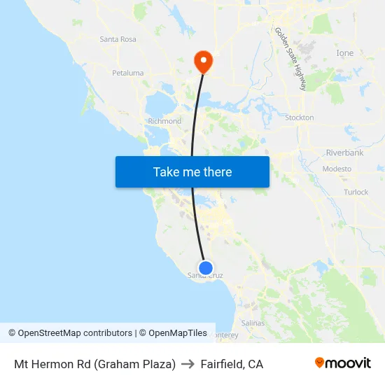 Mt Hermon Rd (Graham Plaza) to Fairfield, CA map