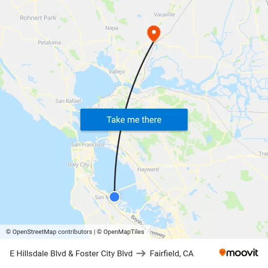 E Hillsdale Blvd & Foster City Blvd to Fairfield, CA map