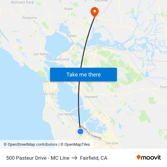 500 Pasteur Drive - MC Line to Fairfield, CA map