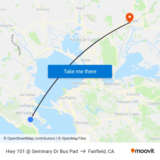 Hwy 101 @ Seminary Dr Bus Pad to Fairfield, CA map