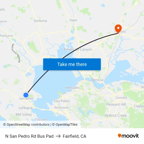 N San Pedro Rd Bus Pad to Fairfield, CA map