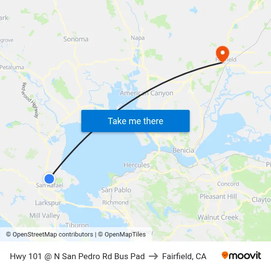Hwy 101 @ N San Pedro Rd Bus Pad to Fairfield, CA map