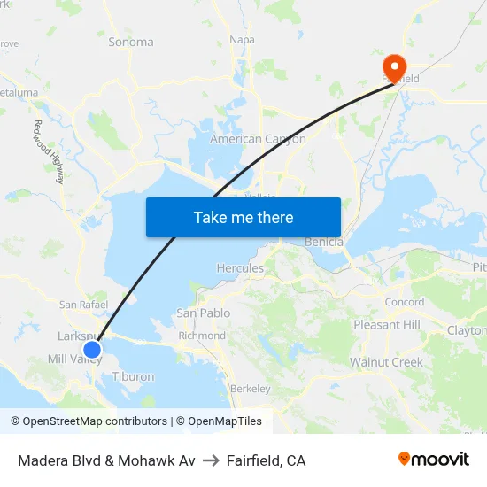 Madera Blvd & Mohawk Av to Fairfield, CA map