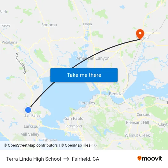 Terra Linda High School to Fairfield, CA map