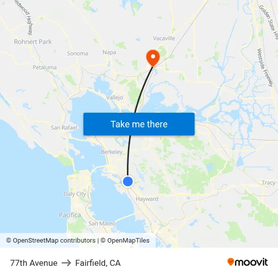 77th Avenue to Fairfield, CA map
