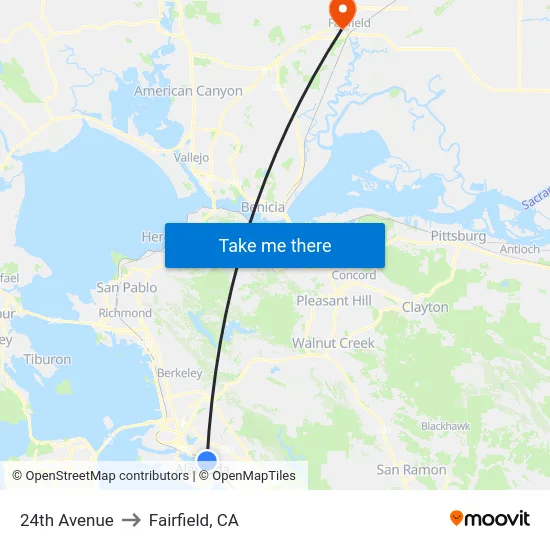 24th Avenue to Fairfield, CA map