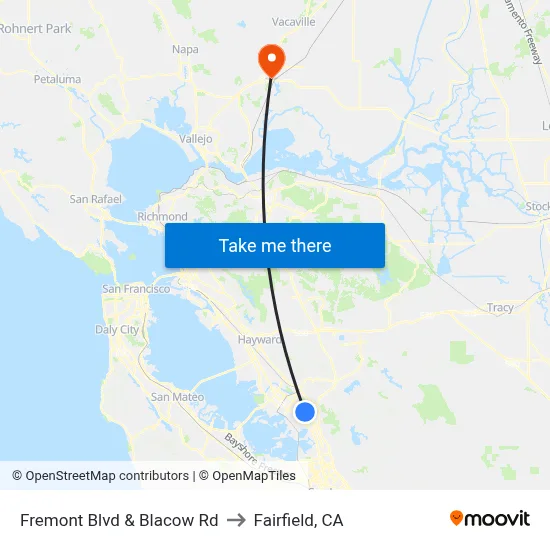 Fremont Blvd & Blacow Rd to Fairfield, CA map