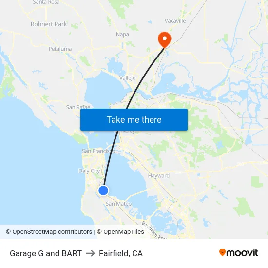 Garage G and BART to Fairfield, CA map