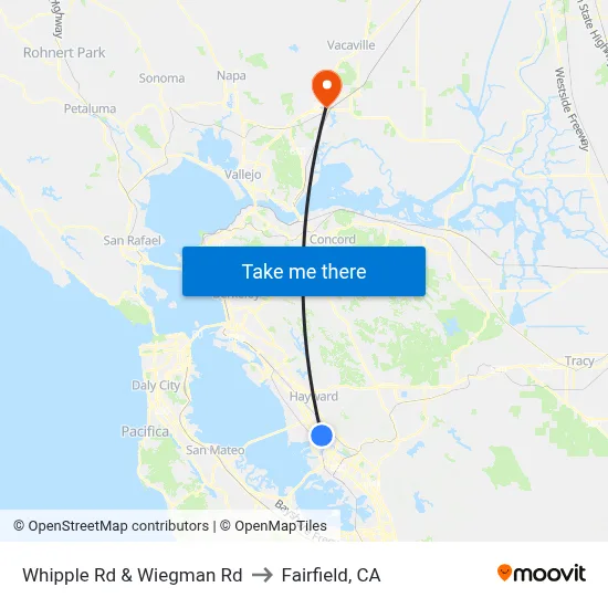 Whipple Rd & Wiegman Rd to Fairfield, CA map