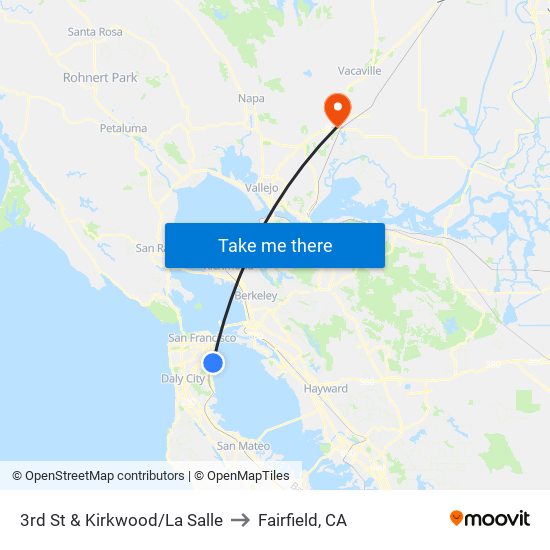 3rd St & Kirkwood/La Salle to Fairfield, CA map