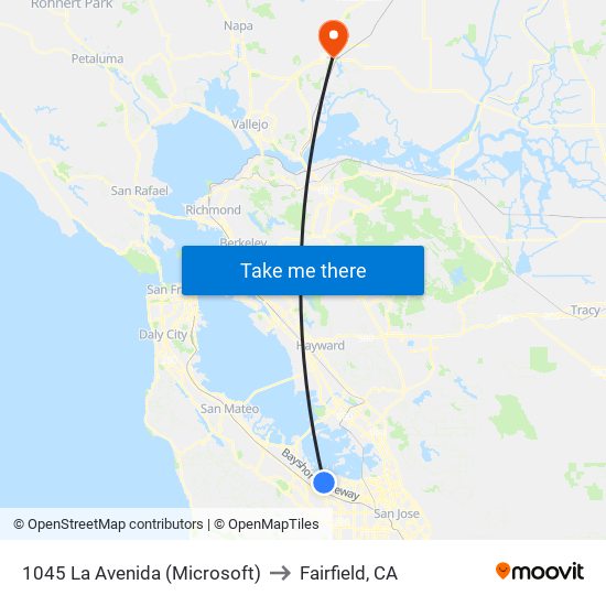 1045 La Avenida (Microsoft) to Fairfield, CA map