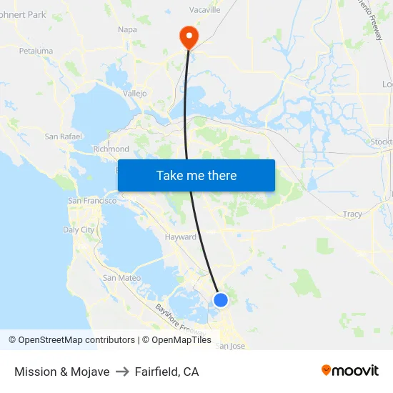 Mission & Mojave to Fairfield, CA map