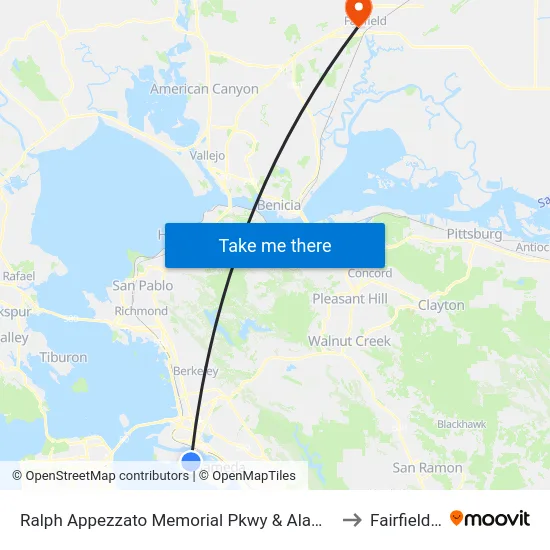 Ralph Appezzato Memorial Pkwy & Alameda College to Fairfield, CA map