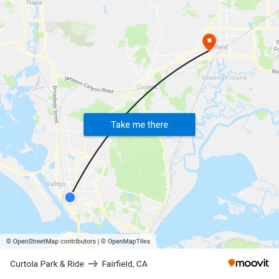 Curtola Park & Ride to Fairfield, CA map