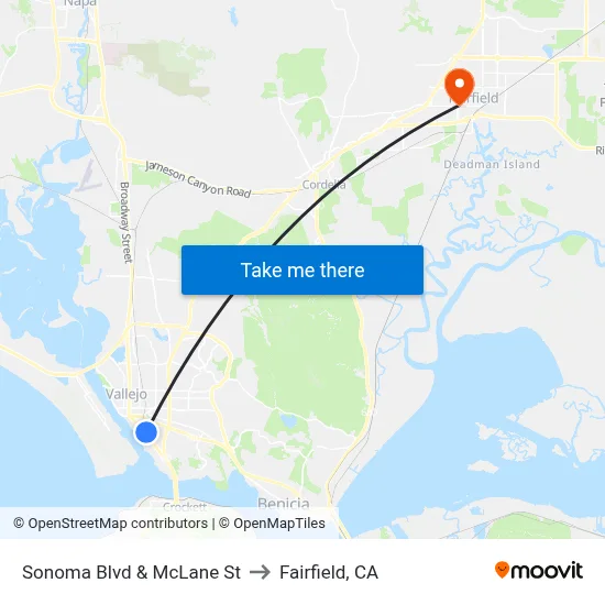 Sonoma Blvd & McLane St to Fairfield, CA map