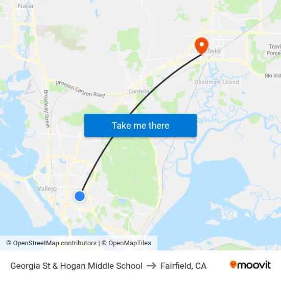 Georgia St & Hogan Middle School to Fairfield, CA map