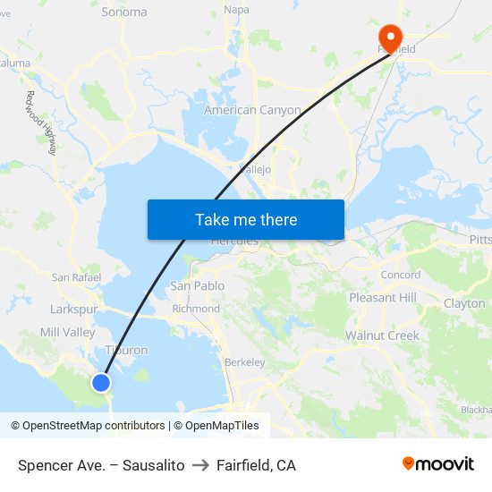 Spencer Ave. – Sausalito to Fairfield, CA map