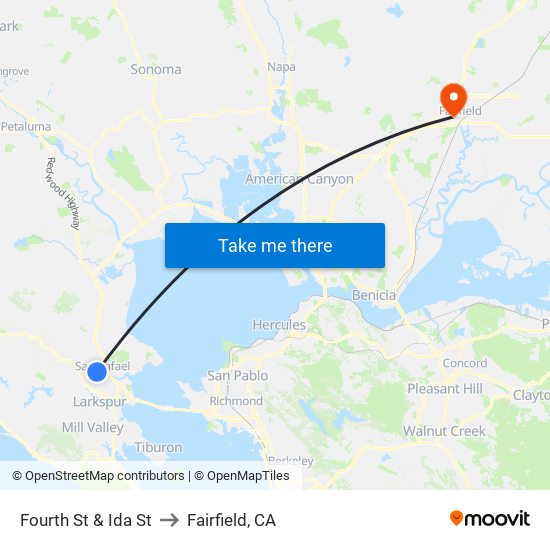 Fourth St & Ida St to Fairfield, CA map