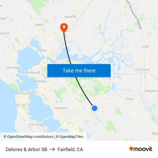 Delores & Arbor SB to Fairfield, CA map