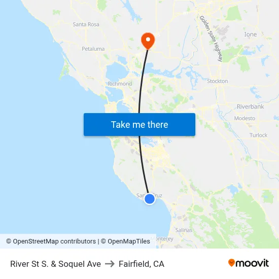 River St S. & Soquel Ave to Fairfield, CA map