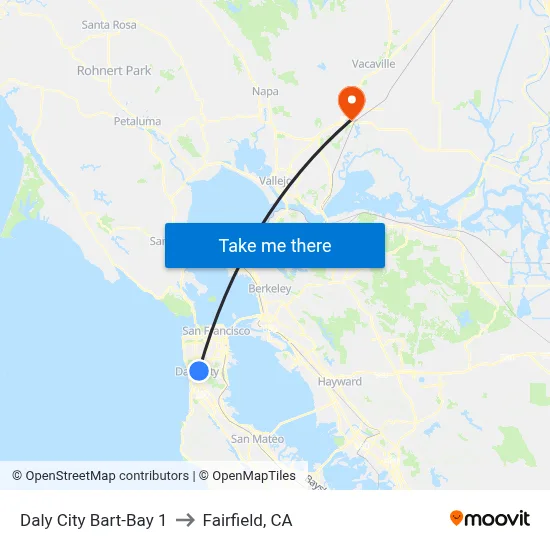 Daly City Bart-Bay 1 to Fairfield, CA map