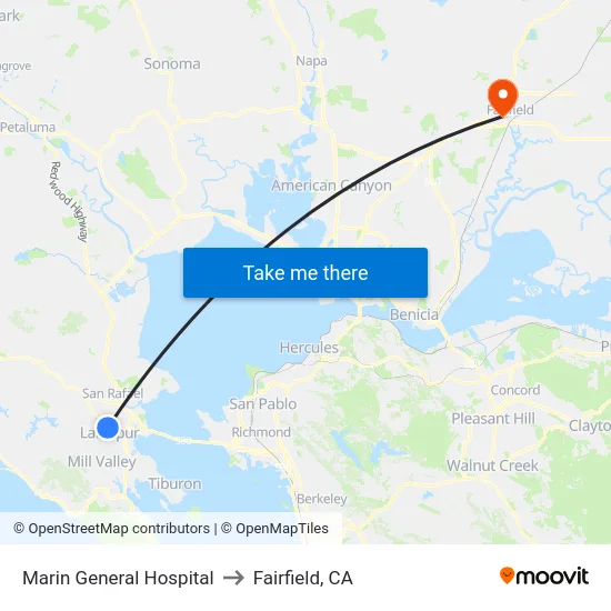 Marin General Hospital to Fairfield, CA map
