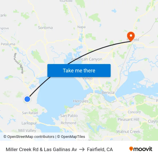 Miller Creek Rd & Las Gallinas Av to Fairfield, CA map