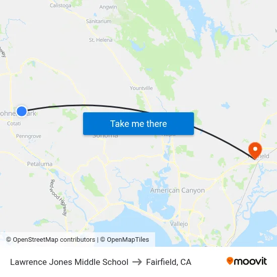 Lawrence Jones Middle School to Fairfield, CA map