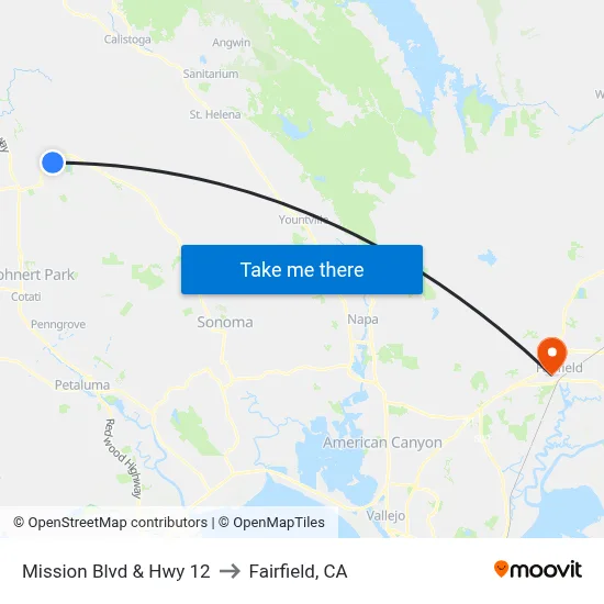 Mission Blvd & Hwy 12 to Fairfield, CA map