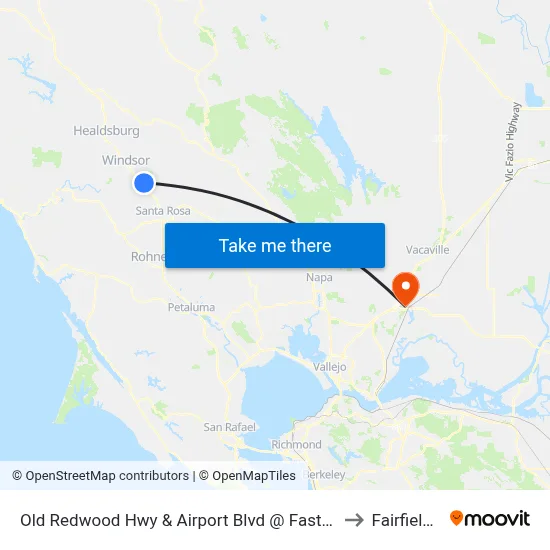 Old Redwood Hwy & Airport Blvd @ Fast Mart Gas Stn to Fairfield, CA map