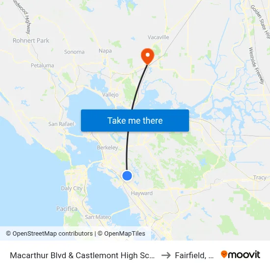 Macarthur Blvd & Castlemont High School to Fairfield, CA map