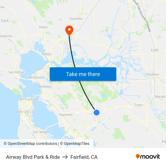 Airway Blvd Park & Ride to Fairfield, CA map