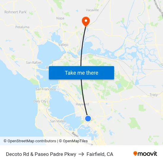 Decoto Rd & Paseo Padre Pkwy to Fairfield, CA map