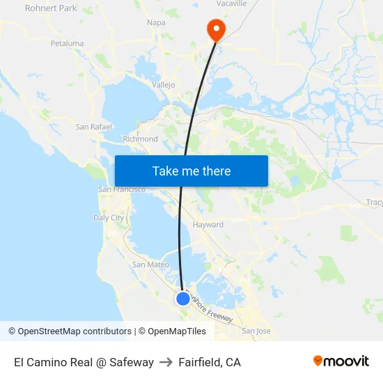 El Camino Real @ Safeway to Fairfield, CA map