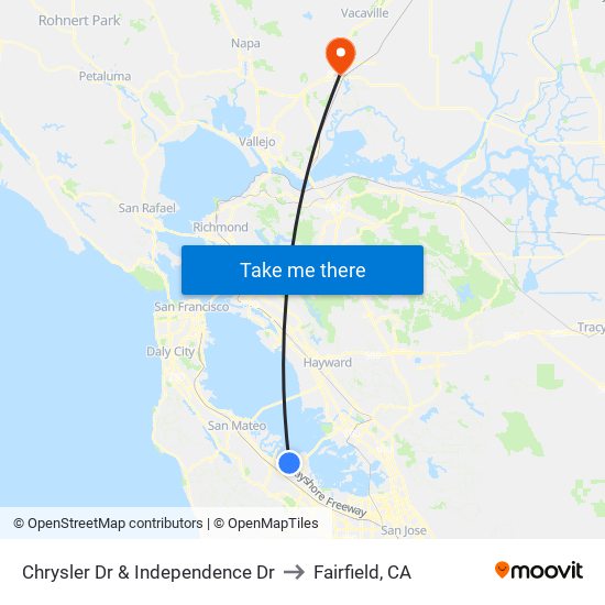 Chrysler Dr & Independence Dr to Fairfield, CA map
