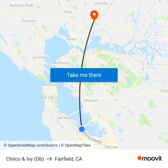 Chilco & Ivy (Ob) to Fairfield, CA map