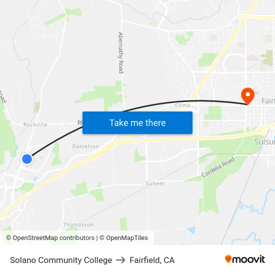 Solano Community College to Fairfield, CA map