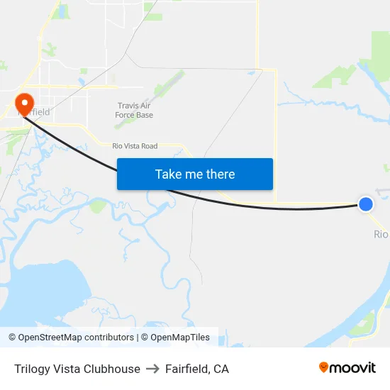 Trilogy Vista Clubhouse to Fairfield, CA map