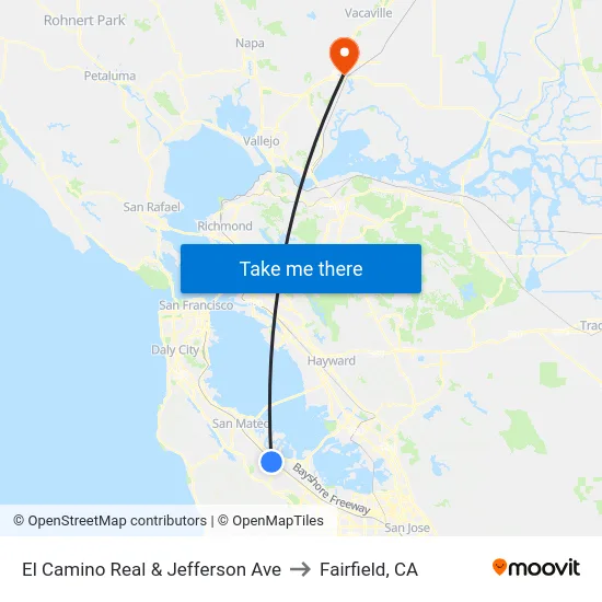 El Camino Real & Jefferson Ave to Fairfield, CA map
