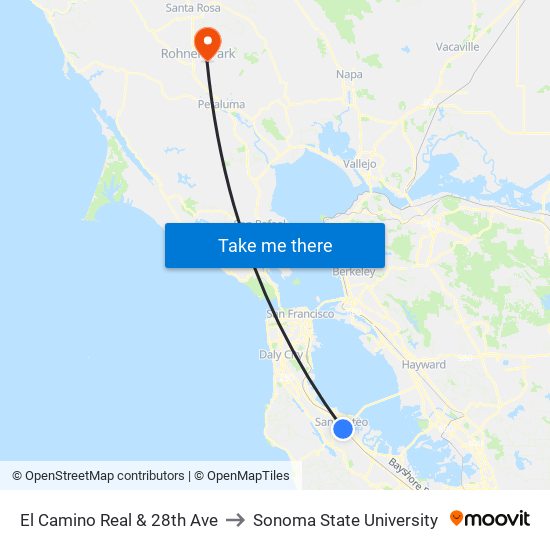 El Camino Real & 28th Ave to Sonoma State University map