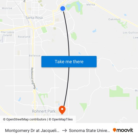 Montgomery Dr at Jacqueline Dr to Sonoma State University map