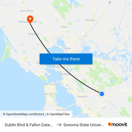 Dublin Blvd & Fallon Gateway to Sonoma State University map