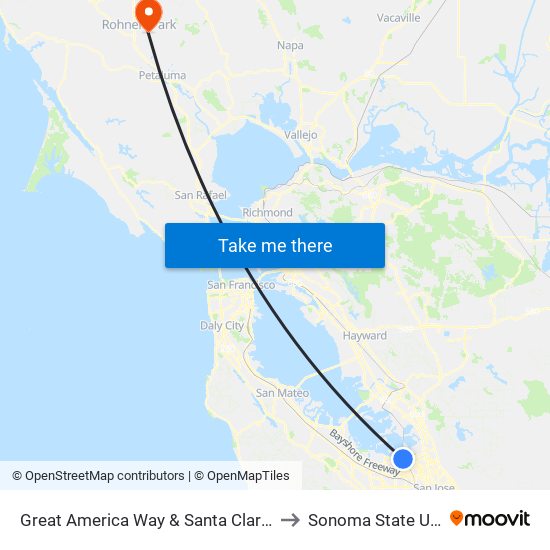 Great America Way & Santa Clara Gateway (W) to Sonoma State University map