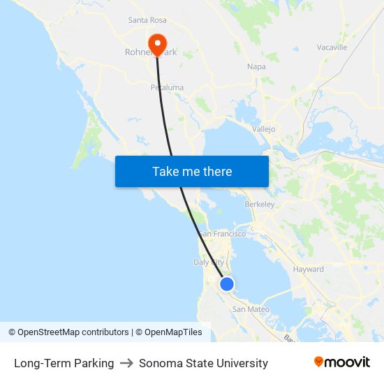 Long-Term Parking to Sonoma State University map