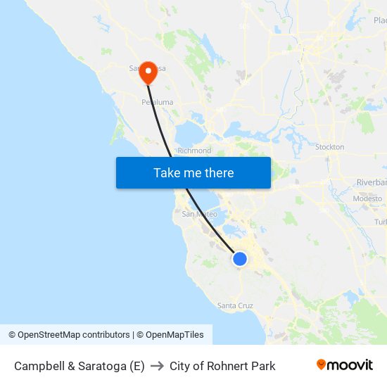 Campbell & Saratoga (E) to City of Rohnert Park map