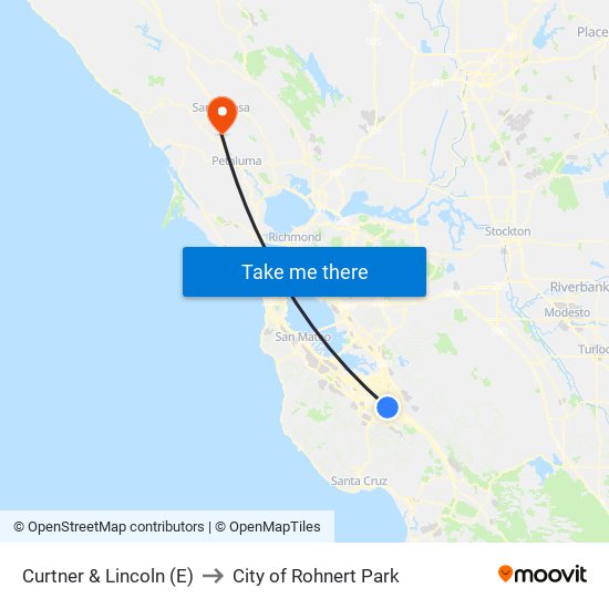 Curtner & Lincoln (E) to City of Rohnert Park map